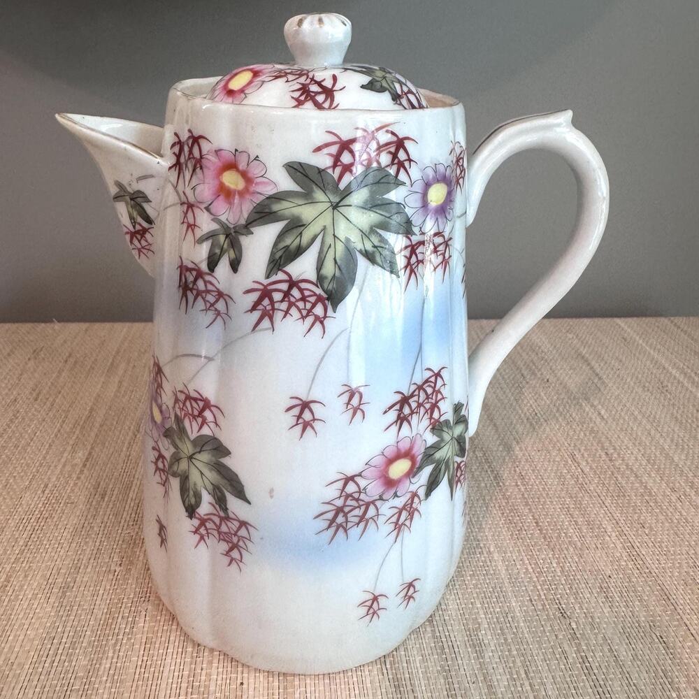 Vintage Rare Tashiro Hand‑Painted Floral Porcelain Chinoiserie Teapot